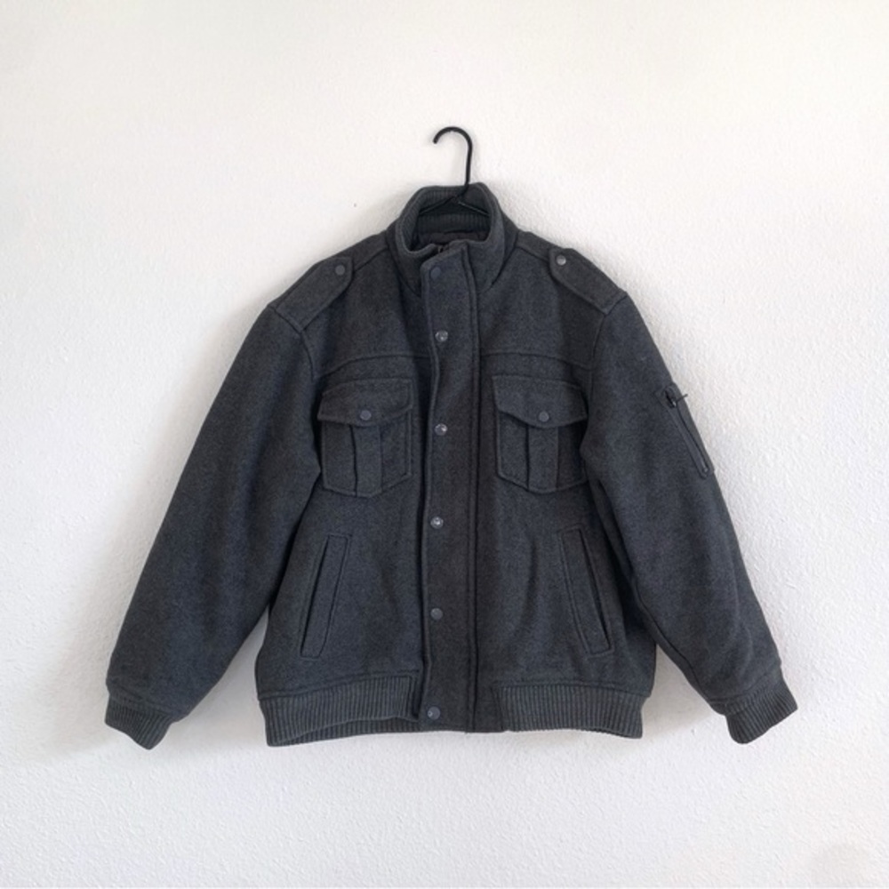 Jordan Craig Wool Blend Bomber Jacket Mens XL Charcoal Gray Heavyweight Pockets